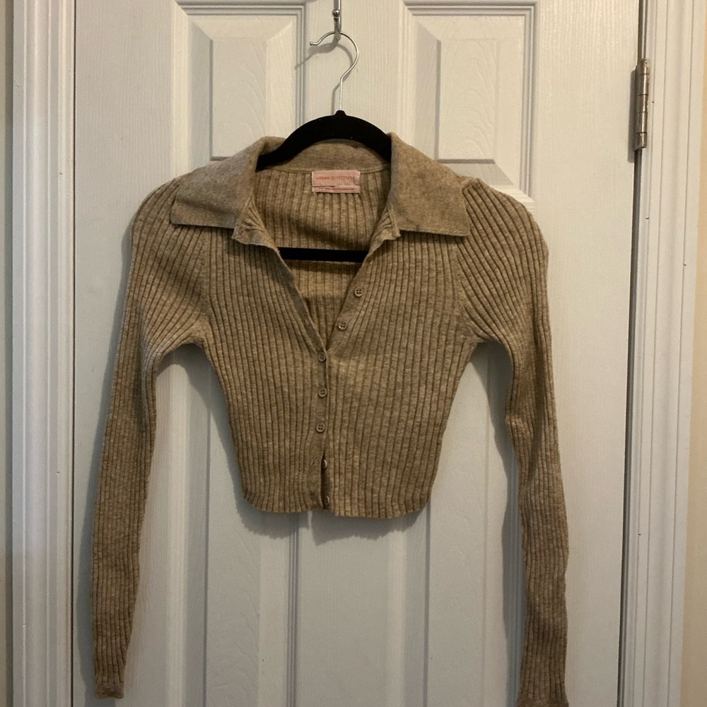 Tan Ribbed Women's Sweater - Picture 2 of 4